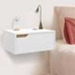 IDMARKET Lot de 2 tables de chevet murales HELSINKI scandinaves 1 tiroir étagère suspendue blanc