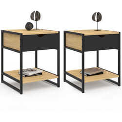 Idmarket - Lot de 2 tables de chevet boston 1 tiroir noir avec tablette design industriel