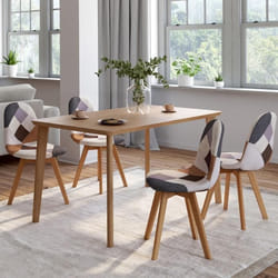 IDMARKET Lot de 4 chaises scandinaves SARA motifs patchworks marron