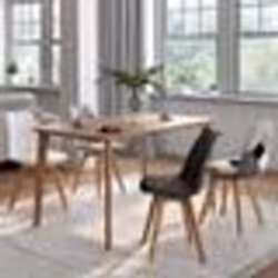 IDMARKET Lot de 4 chaises scandinaves SARA gris foncé  blanc noir et patchworks noirs gris et blancs