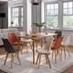 IDMARKET Lot de 8 chaises scandinaves SARA mix color gris foncé x2 terracotta x3 beige x3