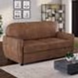 IDMARKET Canapé droit 2 places CLUB vintage GASTON marron foncé effet vieilli