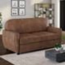 IDMARKET Canapé droit 2 places CLUB vintage GASTON marron foncé effet vieilli