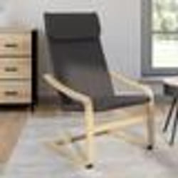 IDMARKET Fauteuil NILS bois façon hêtre et coussin tissu gris