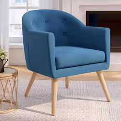 IDMARKET Fauteuil scandinave OLAN cabriolet en tissu bleu