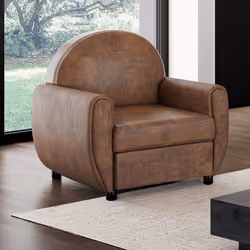 IDMARKET Fauteuil CLUB vintage GASTON marron foncé effet vieilli