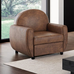 IDMARKET Fauteuil CLUB vintage GASTON marron foncé effet vieilli