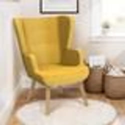 IDMARKET Fauteuil scandinave SVEN grand confort en tissu jaune