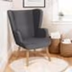 IDMARKET Fauteuil scandinave SVEN grand confort en tissu gris anthracite