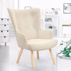 IDMARKET Fauteuil scandinave IVAR en tissu beige