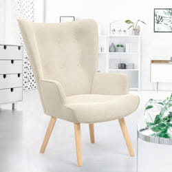 IDMARKET Fauteuil scandinave IVAR en tissu beige