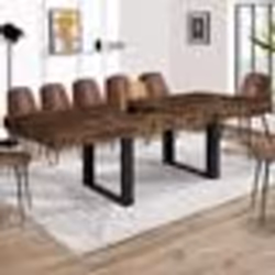 IDMARKET Table à manger extensible rectangle PHOENIX 6-12 personnes bois effet vieilli et noir 200-300 cm