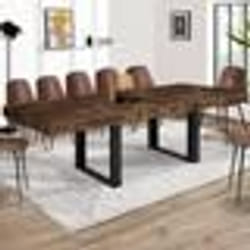 IDMARKET Table à manger extensible rectangle PHOENIX 6-12 personnes bois effet vieilli et noir 200-300 cm