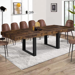 Table à manger rectangle extensible - IDMARKET - PHOENIX - Bois vieilli et noir - 6-12 personnes - 200-300 cm