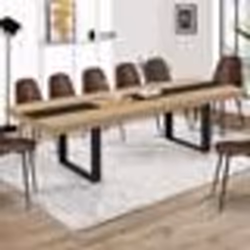 IDMARKET Table à manger extensible rectangle PHOENIX 6-12 personnes bois et noir bande centrale noire 200-300 cm