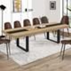 IDMARKET Table à manger extensible rectangle PHOENIX 6-12 personnes bois et noir bande centrale noire 200-300 cm