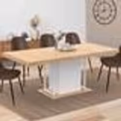 IDMARKET Table à manger extensible rectangle UGO 6-10 personnes bois façon hêtre et blanc 160-200 cm
