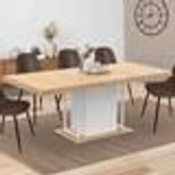 IDMARKET Table à manger extensible rectangle UGO 6-10 personnes bois façon hêtre et blanc 160-200 cm