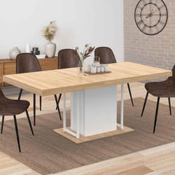 Table à manger rectangle extensible - IDMARKET - UGO - Bois et blanc - 6-10 personnes - 160-200 cm