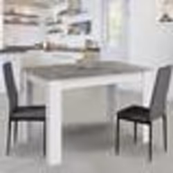 IDMARKET Table à manger rectangle ROZY 6 personnes blanc plateau effet béton 110 cm