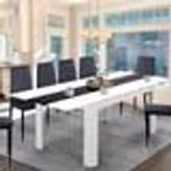 IDMARKET Table à manger extensible rectangle GEORGIA 6-10 personnes blanche et noire 140-220 x 90 cm
