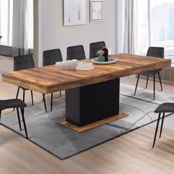 IDMARKET Table à manger extensible rectangle EDEN 6-10 personnes plateau HAWKINS bois foncé et noir 160-200cm