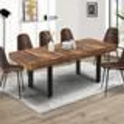 IDMARKET Table à manger extensible rectangle PHOENIX 4-8 personnes bois plateau HAWKINS 160-200 cm