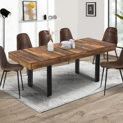 Table à manger rectangle extensible - IDMARKET - PHOENIX - Bois vieilli et noir - 4-8 personnes - 160-200 cm