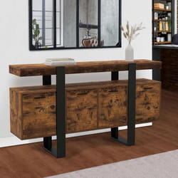 ID MARKET buffet PHOENIX 4 portes 160 cm Loft bois effet vieilli et noir
