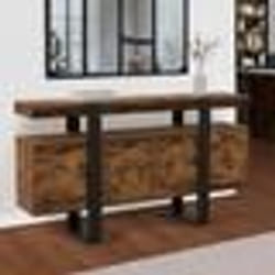 IDMARKET Buffet 160 cm PHOENIX XXL 4 portes bois effet vieilli et noir
