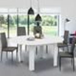 IDMARKET Table à manger extensible ronde DONA 4-8 personnes blanc 110-150 cm