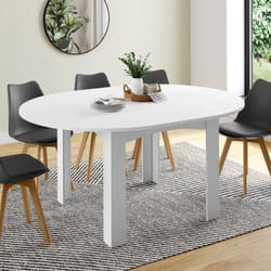 Table à manger ronde extensible - IDMARKET - DONA - Blanc - 4-8 personnes - 110-150 cm