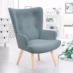 IDMARKET Fauteuil scandinave IVAR en tissu vert eucalyptus