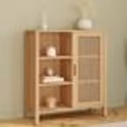 IDMARKET Buffet dappoint 3 étagères et placard 70 cm EDHEN bois et cannage