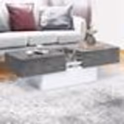 IDMARKET Table basse coulissante MARTA bois blanc et plateau effet béton