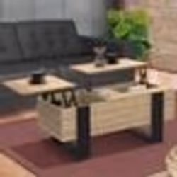 IDMARKET Table basse 2 plateaux relevables PHOENIX bois noir et façon hêtre