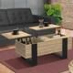 IDMARKET Table basse 2 plateaux relevables PHOENIX bois noir et façon hêtre