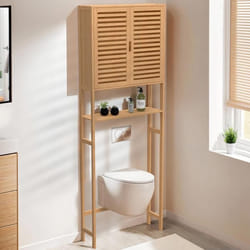 IDMARKET Meuble étagère dessus WC placard bambou BEA
