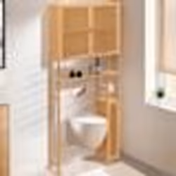IDMARKET Meuble WC 3 en 1 avec armoires de rangement bambou BEA