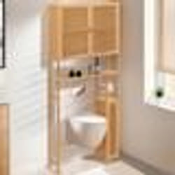 IDMARKET Meuble WC 3 en 1 avec armoires de rangement bambou BEA