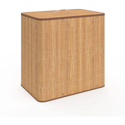 Idmarket - Panier à linge 3 bacs amovibles bambou alba tissu écru