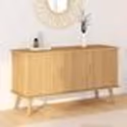 IDMARKET Buffet 110 cm JULIETTE 3 portes lattes tasseau bois coloris chêne