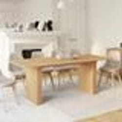 IDMARKET Table à manger extensible rectangle JULIETTE 6-10 personnes pieds lattes tasseau bois coloris chêne 160-200cm