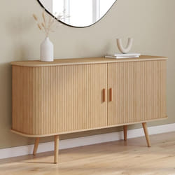ID MARKET buffet  2 portes 140 cm Moderne bois effet chêne