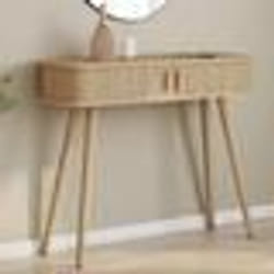 IDMARKET Console 2 portes coulissantes ROMIE lattes tasseau bois coloris chêne
