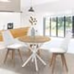 IDMARKET Table à manger ronde ALIX 4 personnes pied araignée bois et blanc 80 cm