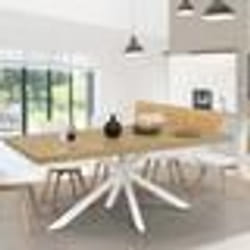 IDMARKET Table à manger extensible rectangle ALIX 6-10 personnes bois et blanc 160-200 cm