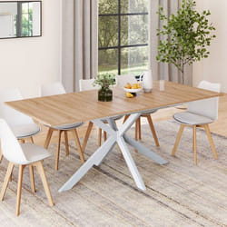 Table à manger rectangle extensible - IDMARKET - ALIX - Bois et blanc - 6-10 personnes - 160-200 cm
