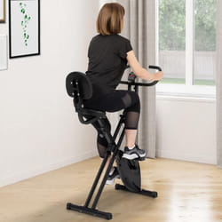 IDMARKET Vélo dappartement pliable selle réglable avec dossier écran LCD multifonction