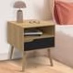 IDMARKET Lot de 2 tables de chevet HELSINKI scandinaves 1 tiroir avec niche effet hêtre et noir